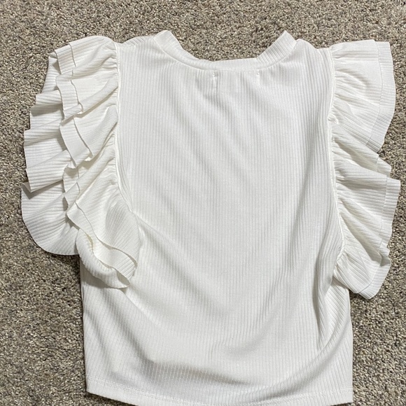 White Ruffled Sleeve Top - Picture 3 of 3